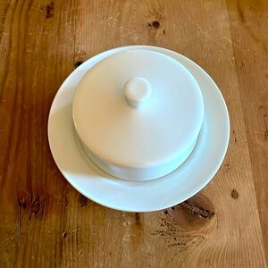 Beautiful White German Made Butter Dish